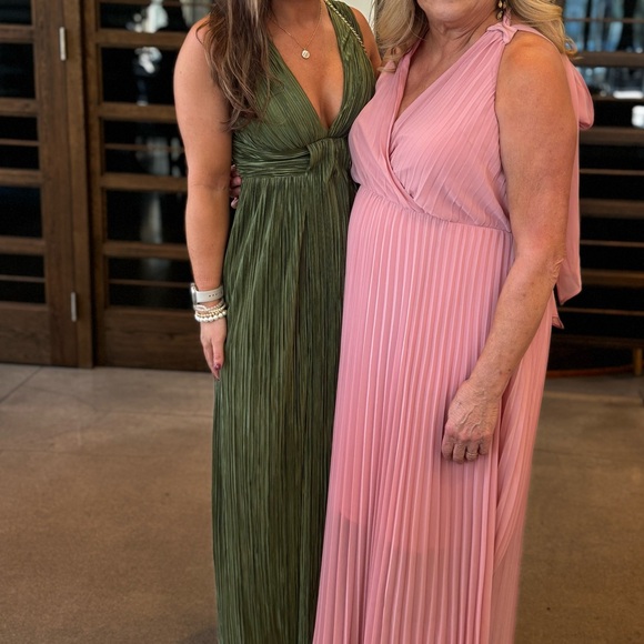 Melitta Olive Green Plisse Sash Maxi Dress - Picture 5 of 5